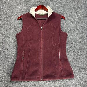 Eddie Bauer Fleece Vest Womens XS Full Zip Jacket Zip Pockets Plum Wine Color